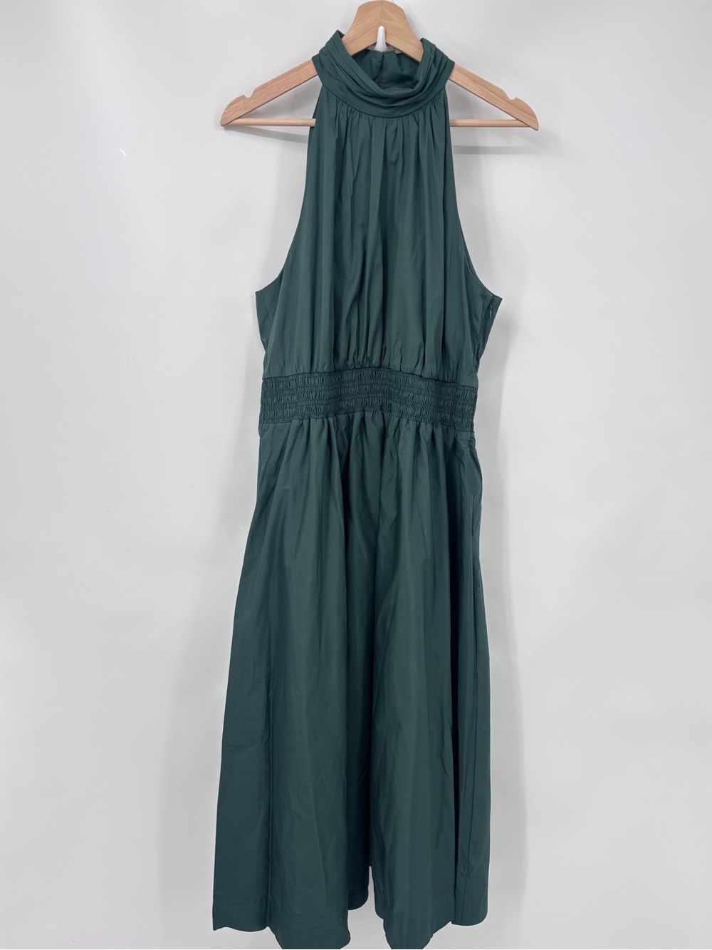 NWT Veronica Beard Kinny Halter Midi hasDress in Forest Green Sz 12 smocked - Picture 3 of 11